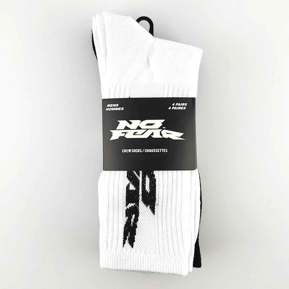 No Fear Men's  Crew Socks Ribbed Black & White 4 Pairs OS